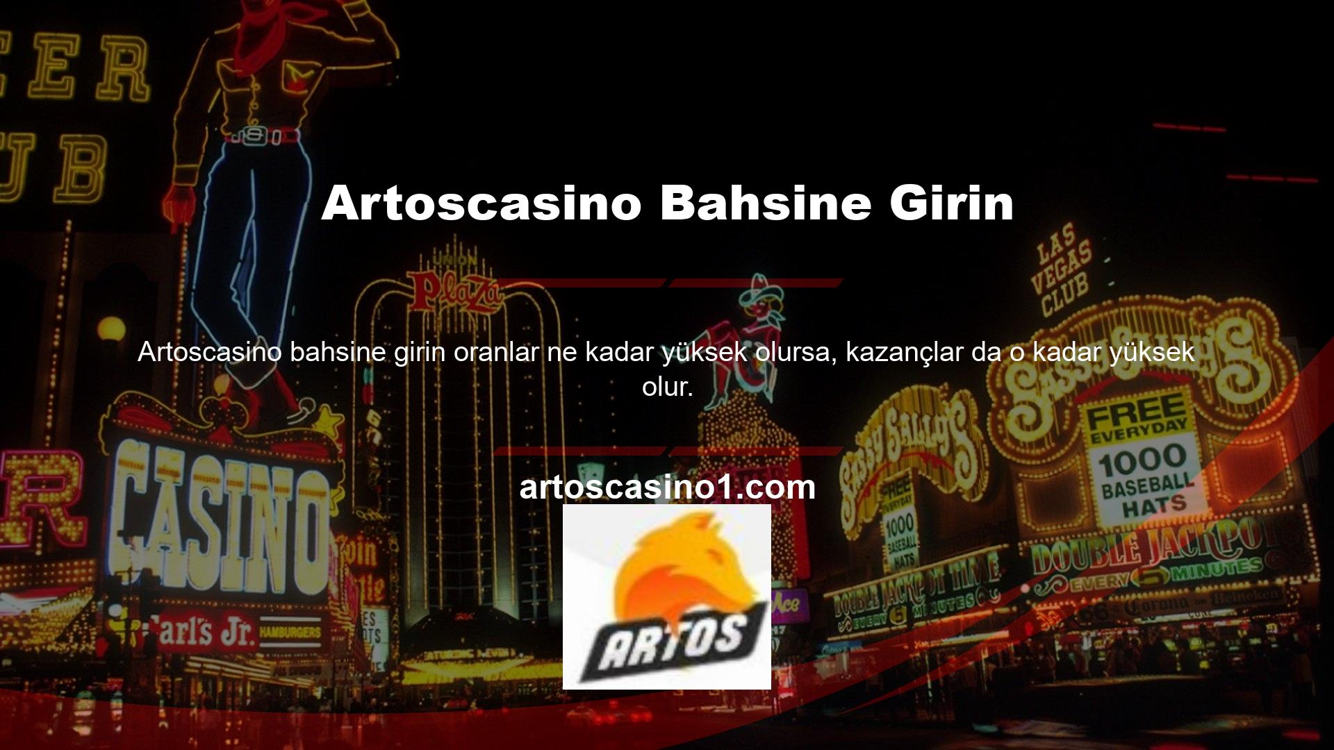 Ayrıca Artoscasino web sitesi, kazanma şansınızı artırmak için kullanılabilecek çeşitli bahis bonusları sunmaktadır